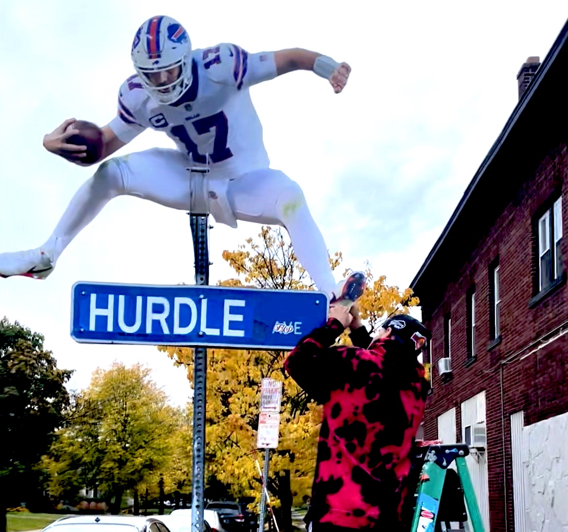 LOOK: Josh Allen's leap over Chiefs defender immortalized as Buffalo street  name becomes 'Hurdle Ave' 